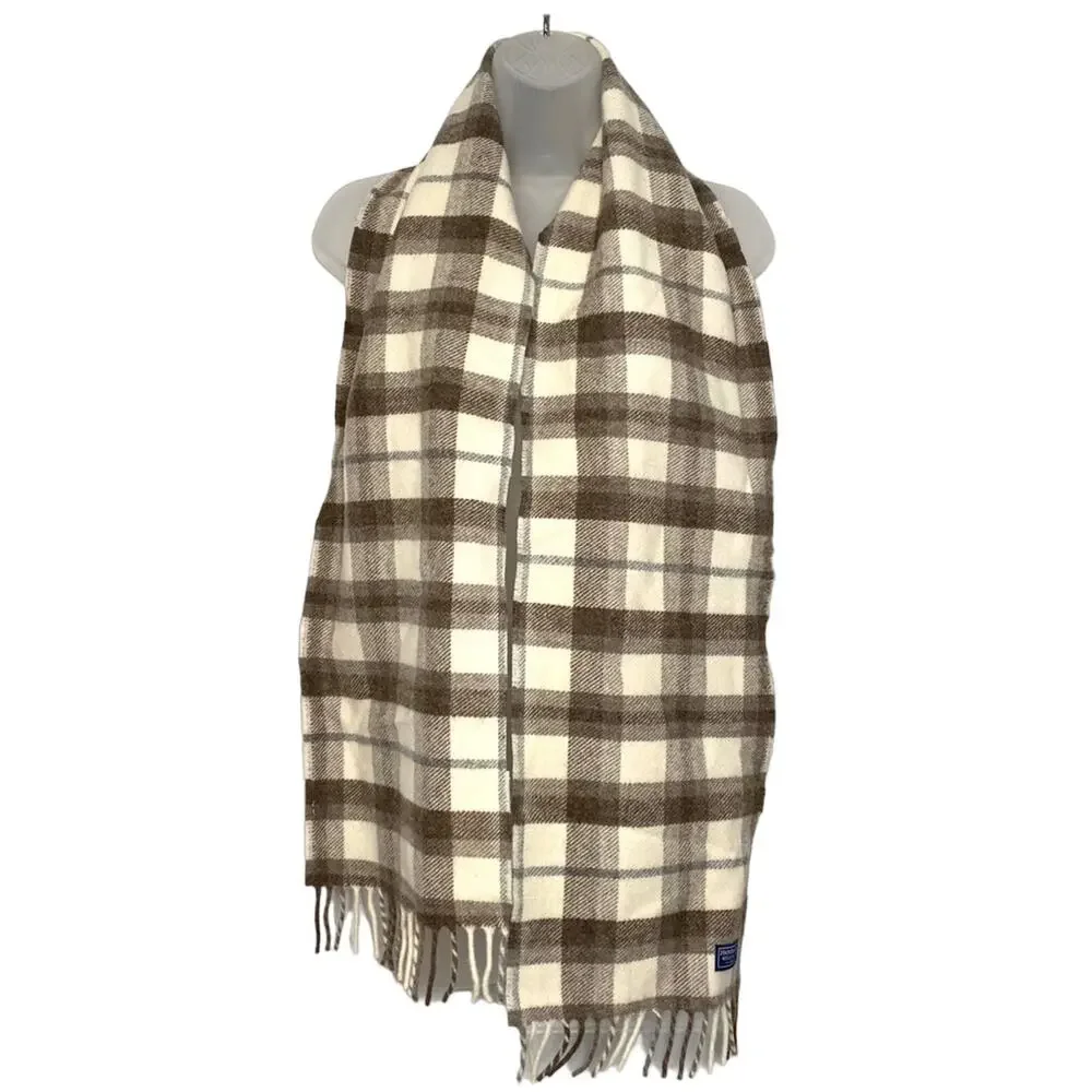 Faribault Plaid Neutrals Fringe Hem Scarf Vanilla Girl Winter
